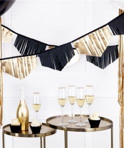 Black & Gold Scalloped Fringe Garland