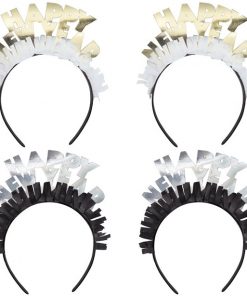 Happy New Year Metallic Fringed Headbands