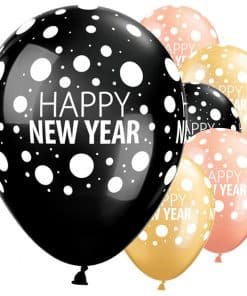 Happy New Year Dots Printed Latex Balloons