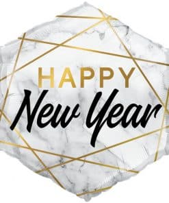 Happy New Year Marble Hexagon Foil Balloon