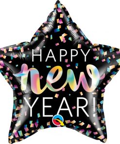 Happy New Year Neon Iridescent Star