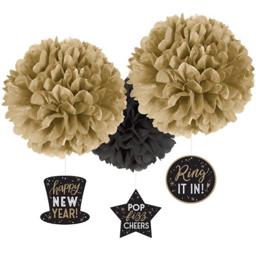 Happy New Year Pom Pom Hanging Decorations