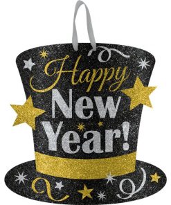 Metallic Glitter New Year Hanging Sign