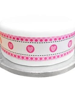 Pink Heart Stitch Cake Frill
