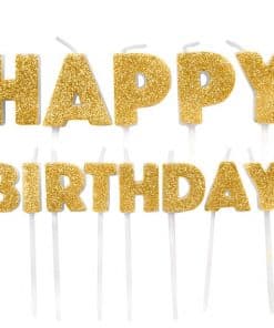 Gold Happy Birthday Pick Birthday Cake Candles
