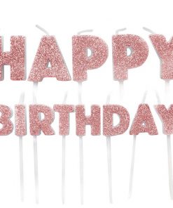 Rose Gold Happy Birthday Pick Candles