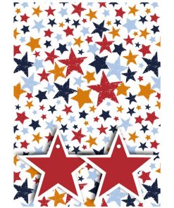 Coloured Stars 2 Sheets of Wrapping Paper & Tags