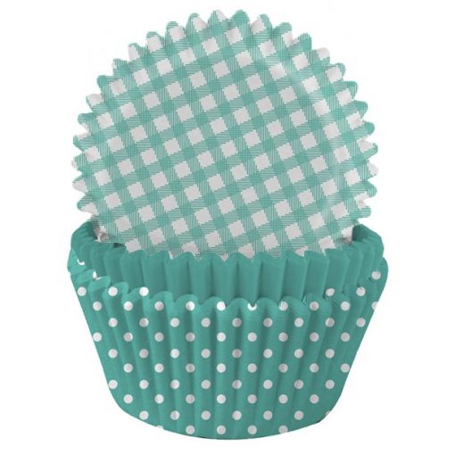Fresh Mint Green Gingham & Polka Dot Cupcake Cases