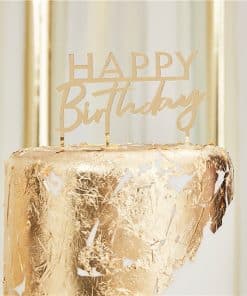 Gold Happy Birthday Cake Topper