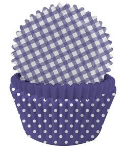 Purple Gingham & Polka Dot Cupcake Cases
