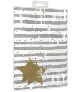 Silver Stripes 2 Sheets of Wrapping Paper & Tags