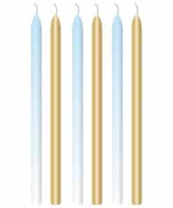1st Birthday Blue & Gold Tall Candles