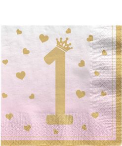 1st Birthday Pink Paper Napkins