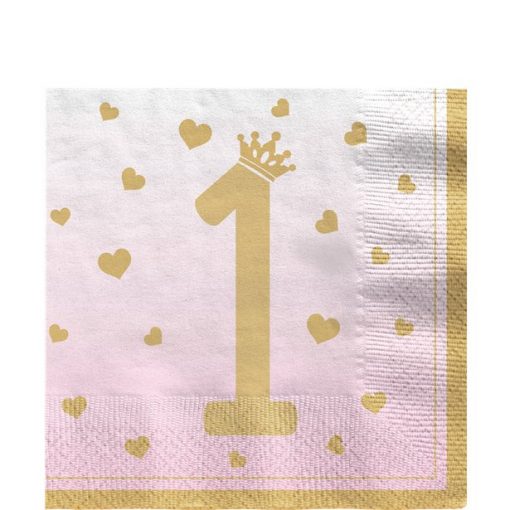 1st Birthday Pink Paper Napkins
