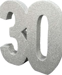 Age 30 Silver Glitter Table Decoration