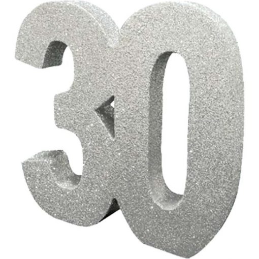 Age 30 Silver Glitter Table Decoration
