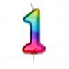 Number 1 Metallic Rainbow Candle