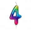 Number 4 Metallic Rainbow Candle