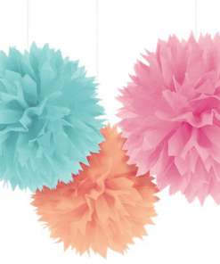 Alternative view of Pastel Pom Pom Decorations (Pk 3)