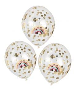 Rainbow And Gold Confetti Balloons