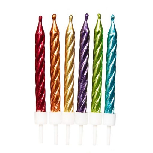 Rainbow Metallic Swirl Candles