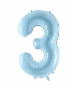 Pastel Blue Number 3 Balloon