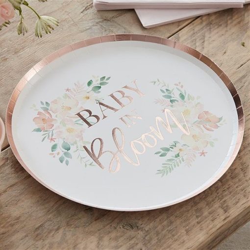 Baby In Bloom Floral Paper Plates, Cups & Napkins