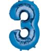 Blue Number 3 Foil Balloon