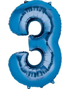 Blue Number 3 Foil Balloon