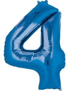 Blue Number 4 Foil Balloon