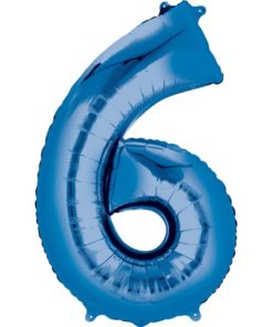 Blue Number 6 Foil Balloon