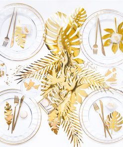 Gold Tropical Leaf Card Decorations