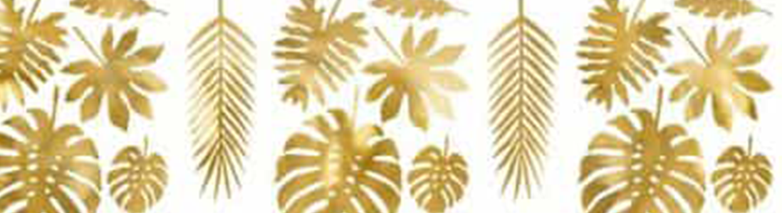Gold Tropical Leaf Card Decorations