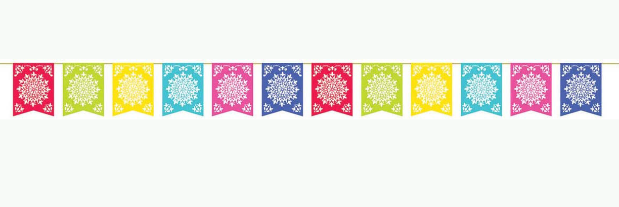 Patterned Multi Coloured Paper Bunting long