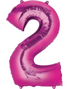 Pink Number 2 Air Filled Balloon