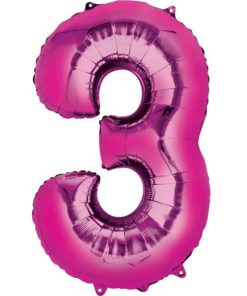 Pink Number 3 Foil Balloon