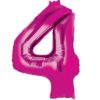 Pink Number 4 Foil Balloon