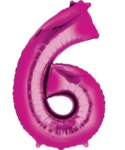 Pink Number 6 Foil Balloon