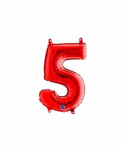 Red Number 5 Foil Balloon