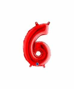 Red Number 6 Foil Balloon