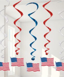 USA 4th July American Flag Hanging Swirl Decorations