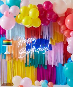 Balloon And Streamer Brights Rainbow Party Backdrop