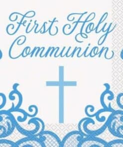 Blue Cross Paper 1st Holy Communion Napkins