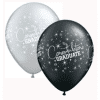 Congratulations Graduation Silver & Black Latex Balloons