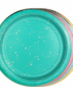 Gold Flecked Brights Rainbow Party Plates