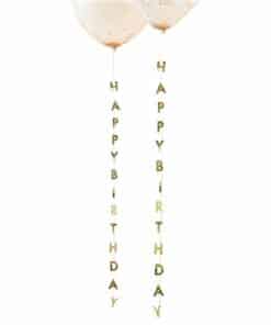 Gold Happy Birthday Balloon Tails