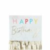 Happy Birthday Fringed Gold Napkins