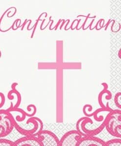 Pink Cross Paper Confirmation Napkins