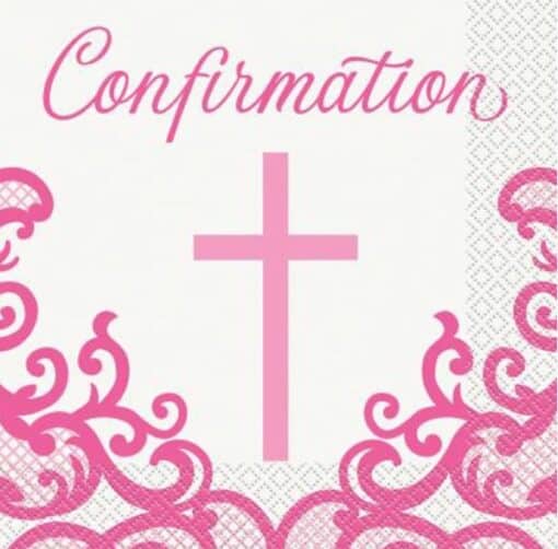 Pink Cross Paper Confirmation Napkins