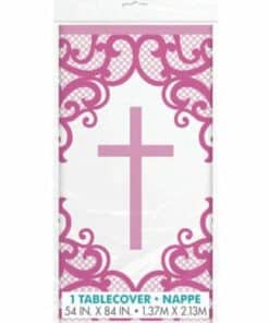 Pink Cross Plastic Tablecover